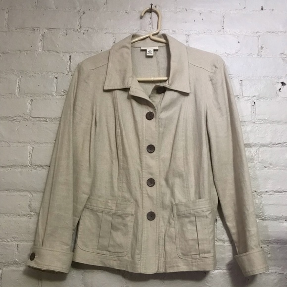 appleseeds Jackets & Coats Appleseeds Beige Linen Blend Jacket